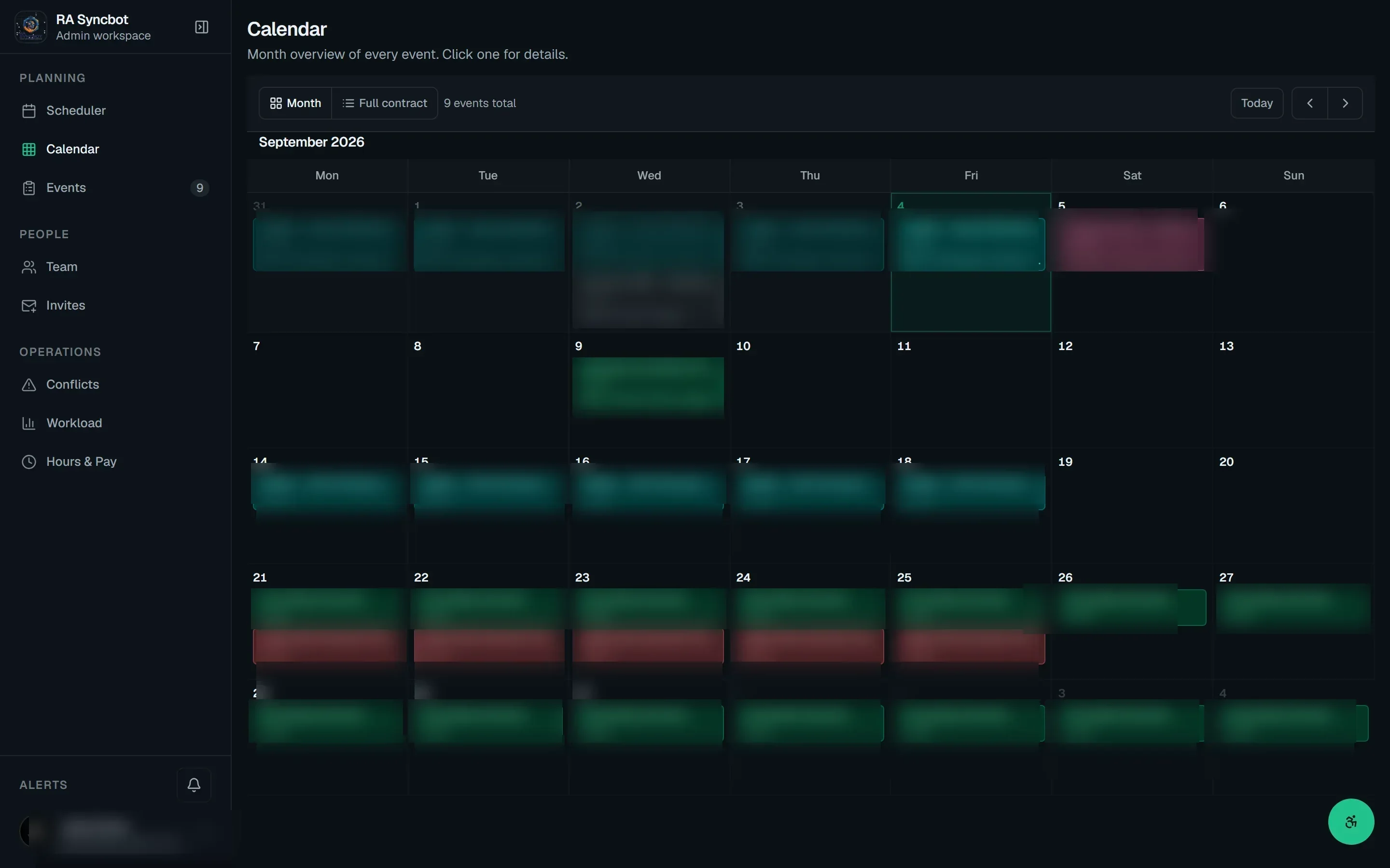Camp & crew scheduling screenshot
